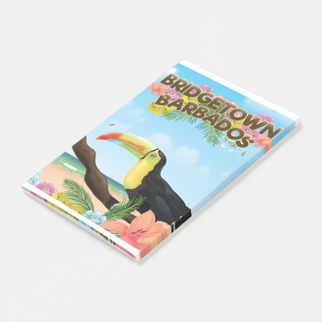 Bridgetown Barbados Toucan travel poster Post-it Notes (Angled)