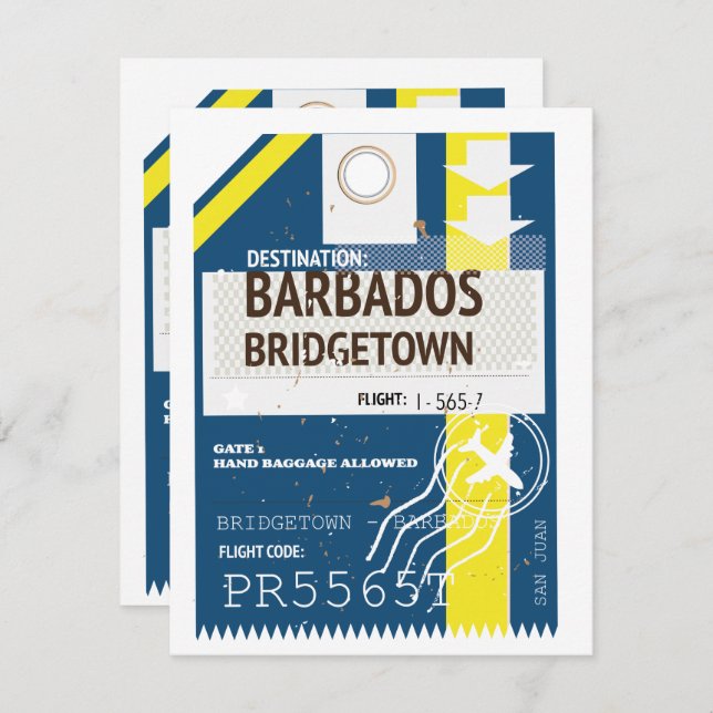 Bridgetown Barbados travel ticket (Front/Back)