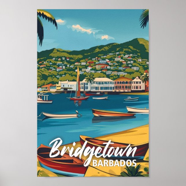 Bridgetown Barbados Vintage Famous Travel Place Poster (Front)