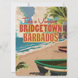 Bridgetown, Barbados Vintage Travel Poster Invitation