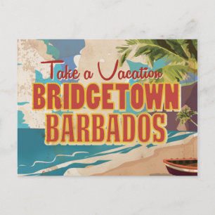 Bridgetown, Barbados Vintage Travel Poster Postcard