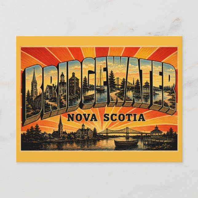 Bridgewater Nova Scotia River Port Postcard (Front)