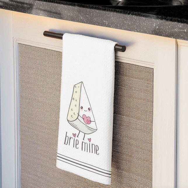 Brie Mine Cute Funny Valentine's Day Cheese Pun Tea Towel (Creator Uploaded)