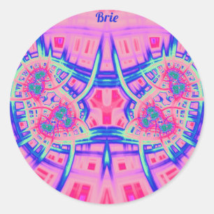 BRIE ~ Pink Blue and Green BRIGHT FUN! ~ Classic Round Sticker