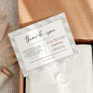 BRIE Rose Gold Lips and Marble Business Thank You Invitation