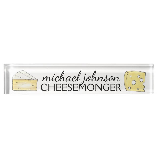 Brie Swiss Cheese Wedge Cheesemonger Dairy Farmer Nameplate (Front)