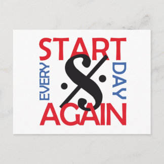 briefkaart Start every day again Postcard
