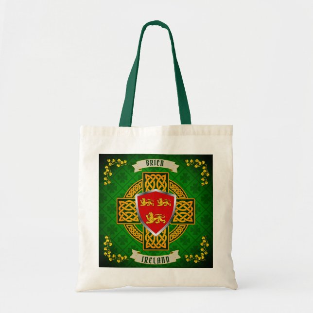 Brien Irish Shield & Celtic Cross Personalised  Tote Bag (Front)