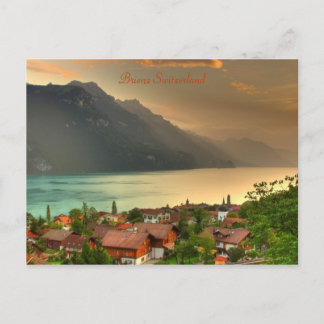 Brienz Switzerland & Lake Brienzersee & Swiss Alps Postcard