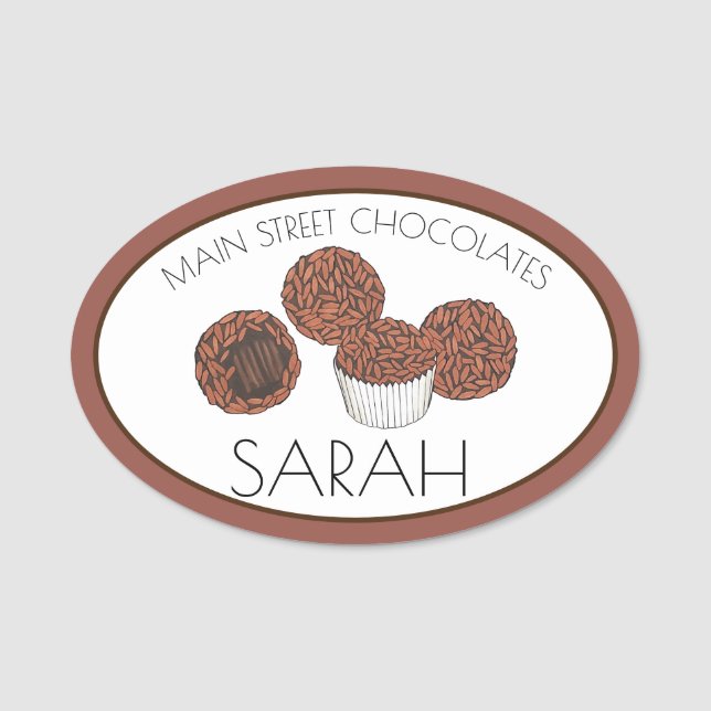 Brigadeiro Brazilian Chocolate Candy Bake Sale Name Tag (Front)