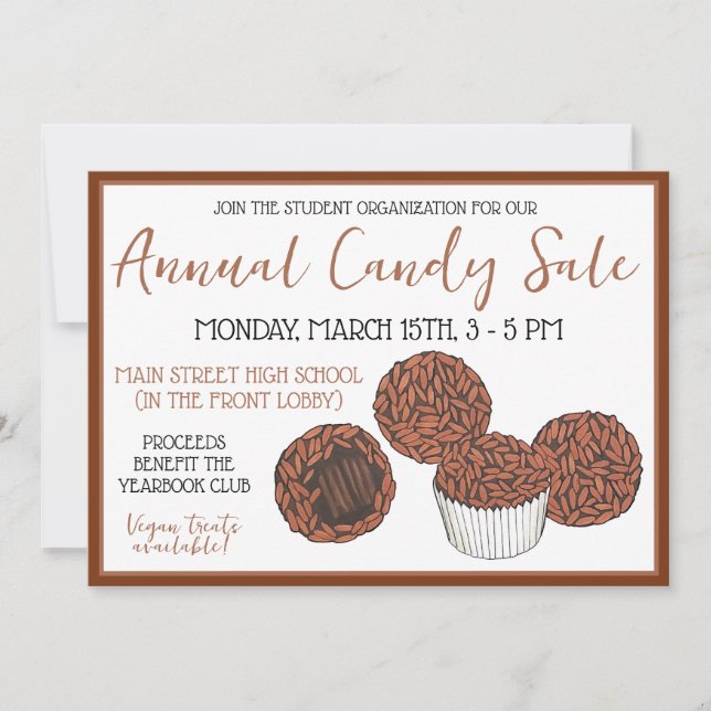Brigadeiros Brazilian Chocolate Candy Bake Sale Invitation (Front)