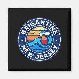 Brigantine New Jersey Nj Vintage Nautical Waves De Magnet