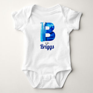 Briggs Name Reveal Letter B Boy Blue Paint Newborn Baby Bodysuit
