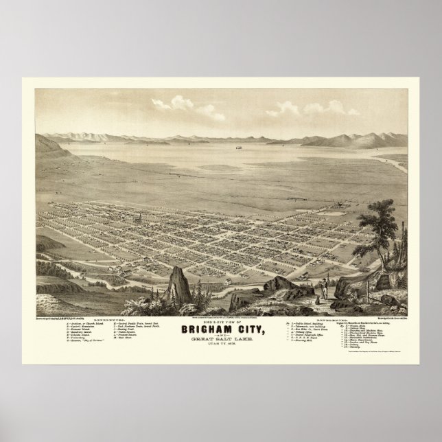 Brigham City, UT Panoramic Map - 1875 Poster (Front)
