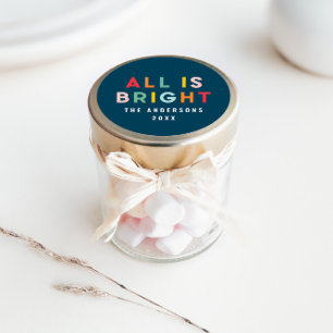 Bright 1 photo navy blue modern Christmas family  Classic Round Sticker