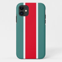 Bright 70s Red White Ocean Teal Racing Stripes