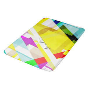 Bright Abstract Art Yellow Purple Green Blue Red Bath Mat