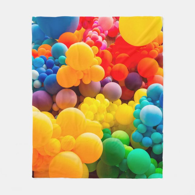 Bright abstract background of jumble of rainbow co fleece blanket (Front)