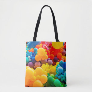 Bright abstract background of jumble of rainbow co tote bag