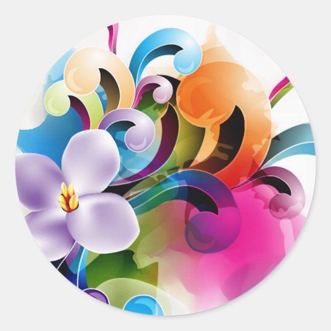 Bright Abstract Classic Round Sticker (Front)