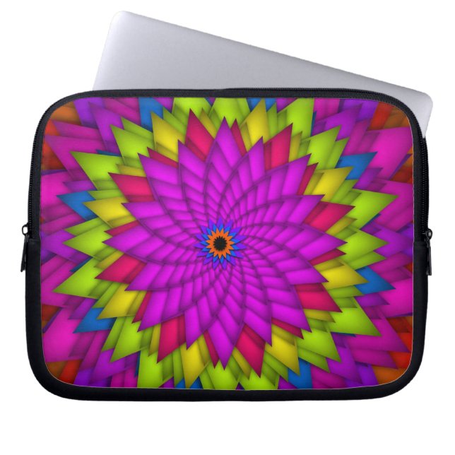 Bright Abstract Colourful Flower Laptop Sleeve (Front)