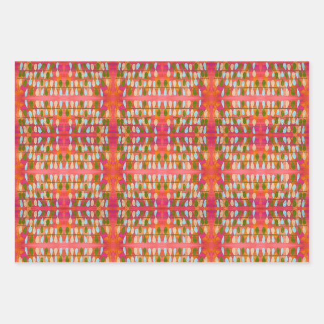Bright Abstract colourful Leaves Boho style Wrapping Paper Sheet (Front 3)