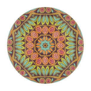 Bright abstract floral ornament design. cutting board