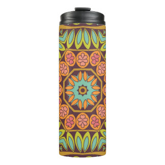 Bright abstract floral ornament design. thermal tumbler