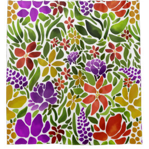 Bright Abstract Floral Shower Curtain