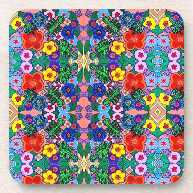 Bright Abstract Flower Art   Coaster (Front)