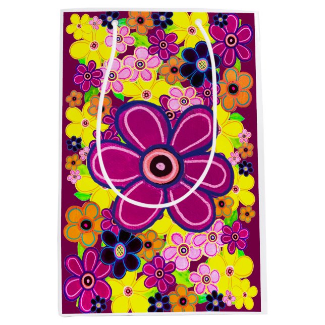 Bright Abstract Flower Art Medium Gift Bag (Front)