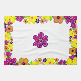 Bright Abstract Flower Art Tea Towel