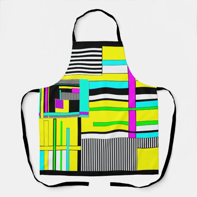Bright abstract geometric neon pattern throw pillo apron (Front)
