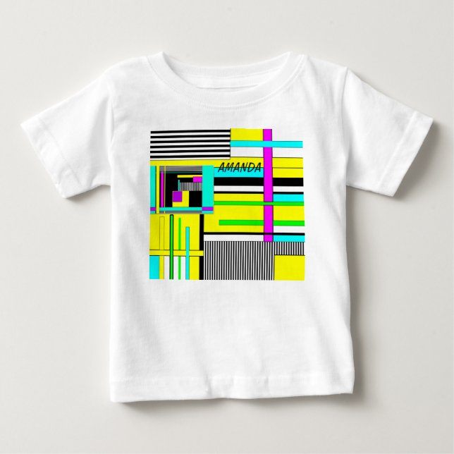 Bright abstract geometric neon pattern throw pillo baby T-Shirt (Front)