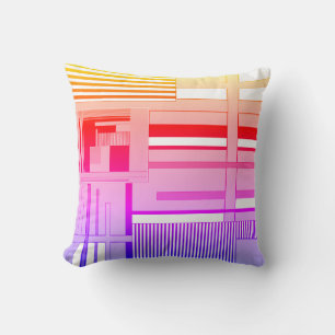 Bright abstract geometric neon pattern throw pillo cushion