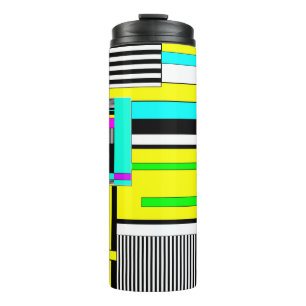 Bright abstract geometric neon pattern throw pillo thermal tumbler