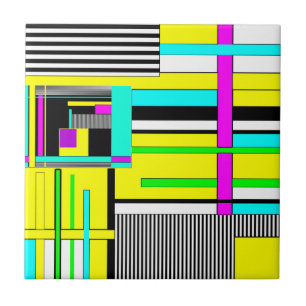 Bright abstract geometric neon pattern throw pillo tile