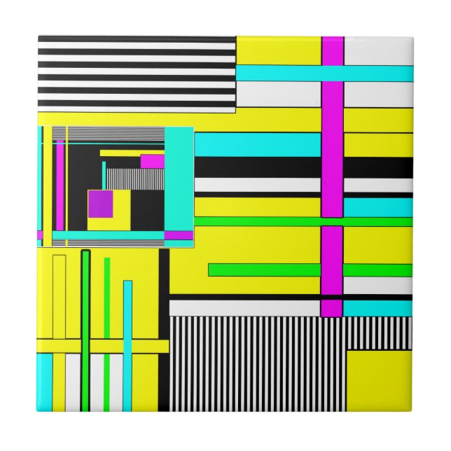 Bright abstract geometric neon pattern throw pillo tile (Front)