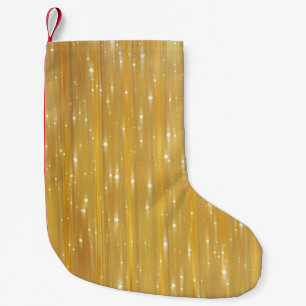 Bright abstract golden with glitter small christmas stocking