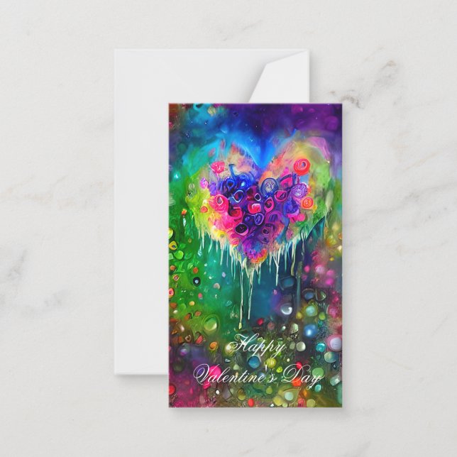 Bright abstract heart and bubbles kids valentine  card (Front)