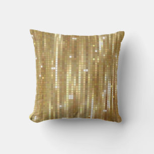 Bright abstract mosaic golden background with glos cushion