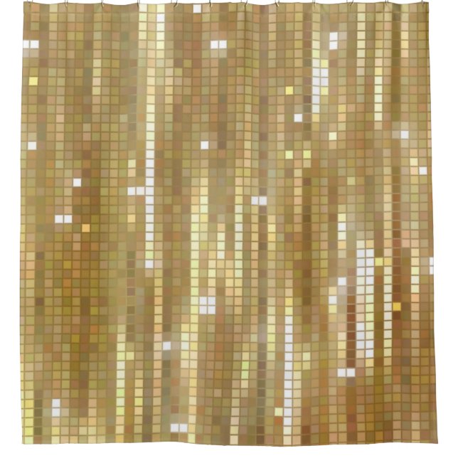 Bright abstract mosaic golden background with glos shower curtain (Front)