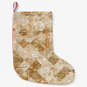Bright abstract mosaic golden pattern small christmas stocking