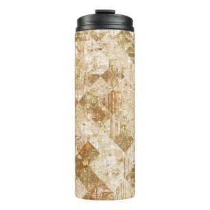 Bright abstract mosaic golden pattern thermal tumbler