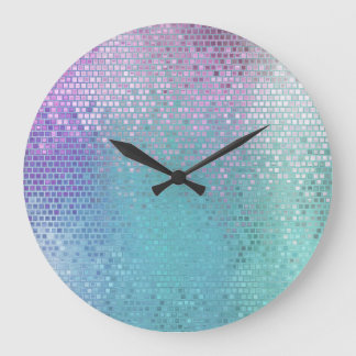 Bright Abstract Mosaic Multicolored Gloss Large Clock