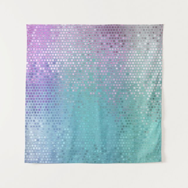 Bright Abstract Mosaic Multicolored Gloss Tapestry (Front)