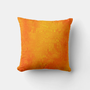 Bright abstract mosaic orange background with glos cushion