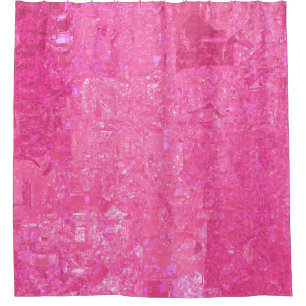 Bright abstract mosaic pink background with gloss shower curtain