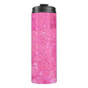 Bright abstract mosaic pink background with gloss thermal tumbler