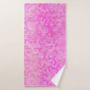 Bright abstract mosaic pink with gloss bath towel